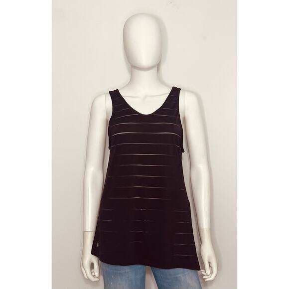 Athleta Max Out Chi Side Tie Tank Womens S Burgundy Lightweight Striped V Neck - Picture 1 of 11
